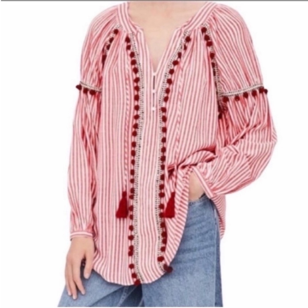ZARA Pom Pom striped tunic top M